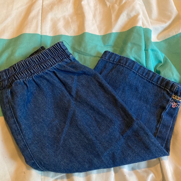 VINTAGE elastic waistband embroidered hem jeans - Picture 5 of 7